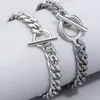 Łańcuchowe łańcuch szerokie krawężnik Bransoletka dla mężczyzn w stali nierdzewnej męskie akcesoria biżuterii na ręce