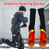 Sportstrumpor 3v elektrisk uppvärmd bomull dubbelskikt termisk uppvärmningsfot varmare strumpor för män kvinnor vinter cykeltrekking skidstrumpa