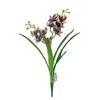 En faux blommor kort stam latex cymbidiums 23 "l￤ngd simulering cymbidium faberi rolfe gr￶nt blad f￶r br￶llop centerpieces