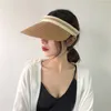 Плетение соломенной шляпы Женщины лето пустое верхнее пляжное крышка Clipon Solid Color Большой широкий озах