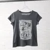 Vintage Brown Cotton Tee ops Women Cute Cartoon Print Short Sleeve Round Neck Shirt Summer Casual Streetwear Shirts 220708