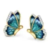 Stud Colors Creative Symmetrical Butterfly Imitation Pearl Earrings Fashion Animal Sweet Colorful Rhinestone Enamel EarringsStud
