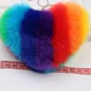 Keychains Simulation Fur Heart Pom-Pom Keychain Love Fuzzy Bag Purse Charm Ring Fluffy Ball Lovely Valentines Key Chain Fob Fashion Gift Eme