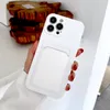 Zachte Siliconen Telefoon Gevallen Voor iPhone 11 12 13 14 15 Pro Max XR X XS 6 6S 7 8 Plus SE Cover Snoep Kleur Kaartsleuf Portemonnee TPU Schokbestendige Cover