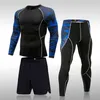 Man Compression Quick Drying Sports Suit Perspiration Fitness Training Kit Rashguard Male Sportswear Jogging Running Clothes Y220420