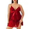 Tracksuits Women's Plus Size Suspender Lace Sexy Pajamas Sling Dress 2023 Transparent Nightie Lingerie Thong Nightgown