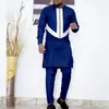 Träningsoveraller för män Träningsoveraller Herr Dashiki Afrikanska kläder O-halsad jacka och byxor med dragkedja och byxor 2-delat set Plus Size Casual Outfits A211606