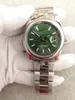 Relógios designer de luxo homens homens assistem 36mm de tamanho médio folha verde Dial DateJust Just Sapphire Crystal Aço inoxidável