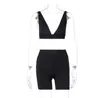 Spårar Ribbed Patchwork Women Two Piece Set Bh Crop Top Biker Shorts Suits BodyCon Sexig Streetwear Matching Sporty Tracksuit