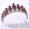 Kryształy ślubne nakrycia korony akcesoria do włosów ślubne rhinestone tiara diadem królowa dla narzeczonych dziewczyna konkurs biżuteria barokowa quinceanera granatowa niebieska brzoskwinia czarna