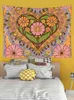 Винтажные цветочные настенные коврики висят 80 -х годов ретро -декор общежитие 90 -х годов Heart House House Orange Green 70 -й одеяло J220804