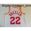 Новые товары дешевый Topclyde Drexler Jersey Made в США подписано подписанную жилету с автографом, сшитые баскетбольными майками, рубашка