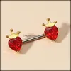 Body Arts Tattoos Art Health Beauty Chirurgical Steel Piercing Jewelry CZ Heart Nipple Ring With Crown For Women Drop Deliv Dhtqp