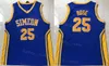 NCAA Tigers College Basketball 25 23 Derrick Rose Jersey Simeon Career Academy High School Team Färg Lila Gul Blå Vit Universitet Sydd Hög kvalitet