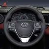 For Toyota Highlander Corolla Camry RAV4 Levin Markx Avalon Diy Carbon Fiber Leather Suede Steering Wheel Cover J220808