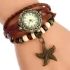 Wristwatches Gnova Platinum Ethnic Bracelet Watch Sea Star Charm Vintage Genuine Leather Wristwatch Girl Fashion School A902Wristwatches Wri