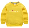 100% bomullsbarn ￶verdimensionerade tr￶ja 2022 Autumn New Retro Boys and Girls Round Neck Long Sleeve Casual Sweaters