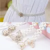 ベルトレディースダイヤモンドとパールウエストチェーンファッションドレス女性のための装飾的な弾性ベルト甘い花シールベルト