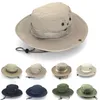 Camuflagem Chapéu de balde Proteção ao ar livre Montanhista Capfet Sun Hat Summer Summer respirável largura chapéus com corda apertada1187595