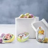 Geschenkpapier, 4 Stück, Ostereier-Süßigkeitsschachteln, dekorative Partyverpackung aus Weißblech, 11,5 x 7 x 7 cm, Geschenkpapier
