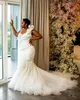 2022 Plus Size Arabic Aso Ebi Luxurious Lace Beaded Wedding Dress Mermaid Spaghetti Bridal Gowns Dresses ZJ602