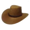 Berets Men Caps Western Cowboy Hat Summer Travel Sun Visor Wide Brim Casual Horse Riding Solid Color Jazz CapsBerets