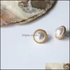Stud Earrings Jewelry New Round Marble Opal Stone Big For Women Fashion Temperament Simated Pearl Earring Cute Korea Style Drop Delivery 202