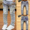 Ienens 5 13y crianças meninos roupas de jeans skinny calças clássicas para crianças tendências de roupas de jeans comprimento