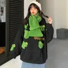 Autumn Winter Frog Eyes Hooded Sweatshirt Zipup Plush Fleece Oversized Hoodies Women Thicken Keep Warm Kawaii Outwear Top 220801