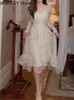 Sukienki swobodne Elegancka elegancka czysta sukienka Kobieta impreza One Piece w stylu Korea w stylu długiego rękawu Vintage Midi Bandage 2022 Springcasual