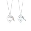 Återvänd till New York Heart Key Pendant Necklace Original 925 Silver Love Halsband Charm Women Diy Jewelry Gift ClaVicle Chain LV50 WHJS