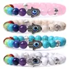 Pierres de chakra naturelles brins de perles Fatima maléfique bracelets à breloques mode lave noire oeil de tigre Turquoise améthyste Agate Quartz bracelets perles bijoux cadeaux Pulseras