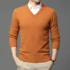 Men's Sweaters High Quality Fashion Brand Woolen Knit Pullover V Neck Sweater Black For Men Autum Winter Casual Jumper ClothesMen's Kenn22