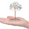 Mini Crystal Money Tree Arts and Crafts Copper Wire Wrapped Agate Slice Base Gemstone Reiki Chakra Feng Shui Trees Home Decor 5832 Q2