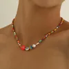 Chaînes Été Boho Coloré Daisy Résine Graines Perles Colliers Collier À La Main Clavicule Ras Du Cou Déclaration Collares Pour Femmes BijouxChaînes Dieu