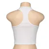FSDA-Camiseta blanca de verano para mujer, Top corto bordado con hombros descubiertos, camiseta sin mangas negra, camiseta informal sin mangas con cuello halter