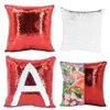 2022 Christmas Sublimation Blank 40 40cm Pillows Reversible Sequin Magic Pillow Case Swipe Cushion Cover Pillowcase FY7441 C0803X0