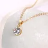 Pendant Necklaces Fashion Gold Color Shiny Cubic Zirconia Necklace For Women Simple Crystal Choker Wedding Jewelry WholesalePendant Godl22