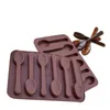 Anti-aanbak siliconen diy cake decoratie mallen 6 gaten lepel vorm chocolade mallen jelly ijs bakvorm 3d snoepvorm Dh9300