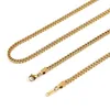 Chaines 3 mm Franco Square Link Chain Silver Gold en acier inoxydable Collier hip hop pour hommes