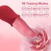 Masseur adulte Hesex Rose réaliste langue léchant clitoris stimulation mamelons puissant stimulateur vibrateurs femme adulte jouets pour femmes