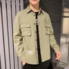 Herbst Mann Freizeit Zeit Arbeit Kleidung Hemd Männlich Langarm Lose Mantel Streetwear Jacke Einreiher Chinesischen Stil männer Casual Hemden