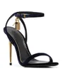 Prefect Summer Brands Padlock Pointy Naked Sandals Shoes Women Gold-tone Key & Lock High Heels Lady Gladiator Sandalias Party Wedding Bridal EU35-43