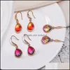 Dangle lustre boucles d'oreilles bijoux à la mode larme verre cristal couleur or goutte d'eau longue boucle d'oreille pour les femmes Gi Dhgzo