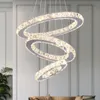 Moderne kristal LED plafond kroonluchter ronde ringlamp suspensie lamp armaturen eetkamer meubels plafon luminaire hanger