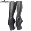 Sorbern 18cm Secret Ballet Wedge Boot Usisex Size 36-46 Hoof Heelless Zip Fetish Black Matte Shoes Ladies