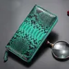 Plånböcker Kafandi Python Läder Lady Purse Long Zipper Stora Kapacitet Kvinnor Koppling Bag Fashion Trend Plånbok
