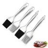 BBQ Tools Barbecue Brush With Stainless Steel Hollow Handle Creative Oil Brushes Barbecue Tool Silicone Sweeper