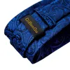 Bow Ties Luxury Royal Blue Paisley Men's Tie Set Wedding Accessories For Men Clip Ring Handkerchief Cufflinks Gifts MenBow