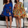 Повседневные платья африканские женщины сексуальные от плеча мини -платье дасики племенное принт африканская леди одежда одежда африканская женщина vestidoscasual